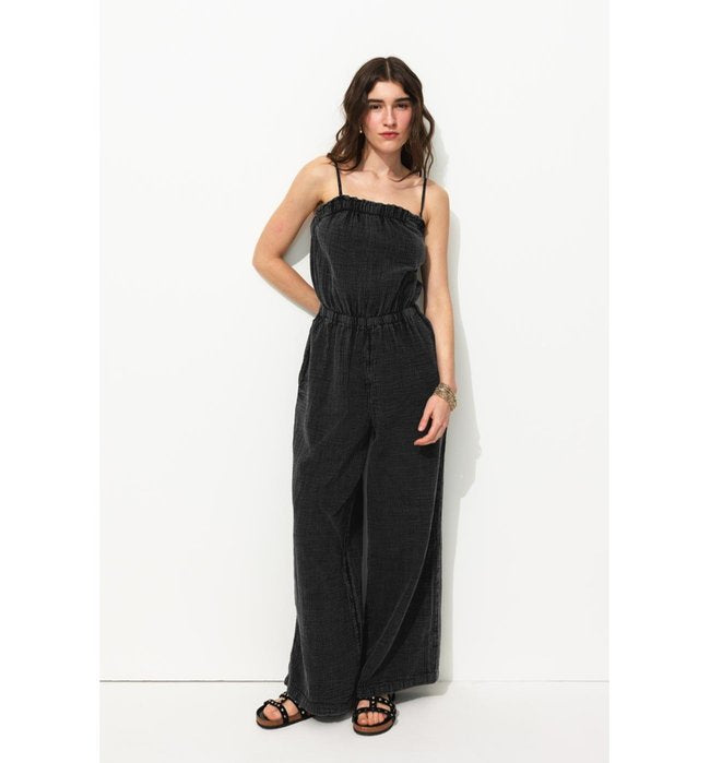 Combipantalon en Gaze de Coton - Gris Uni Fonce