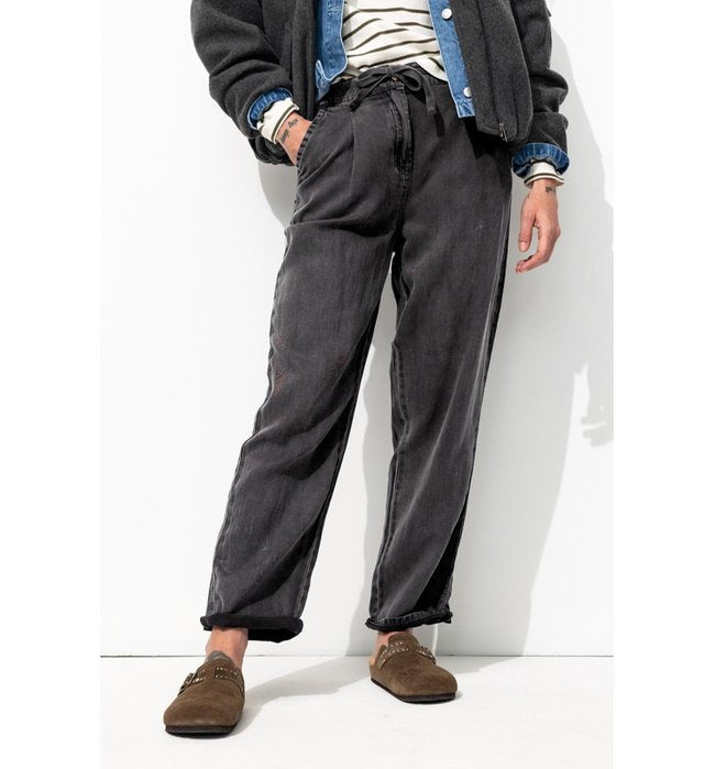 Pantalon Chino en Lyocell - Noir Uni Fonce
