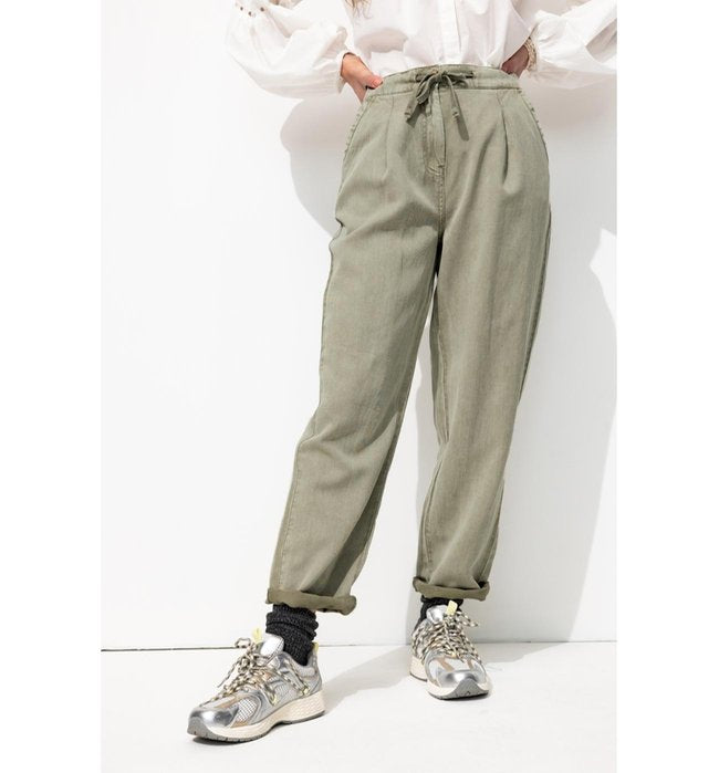 Pantalon Chino en Lyocell - Kaki Uni Clair