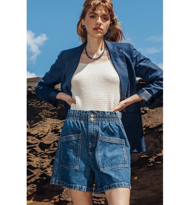 Short en Jean Femme - Jeans Uni Fonce