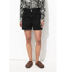 Short en Toile Unie Femme - Noir Uni Fonce