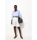 Bermuda en Lyocell & Lin Femme - Blanc Uni Clair