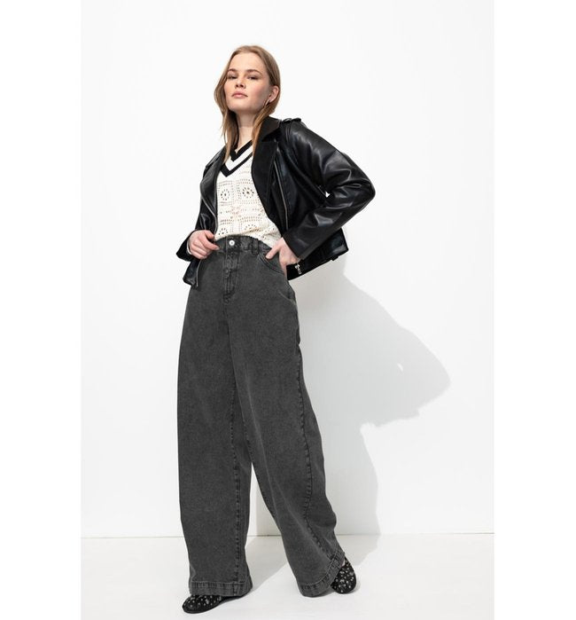 Jean Large Taille Haute Femme - Jeans Uni Clair