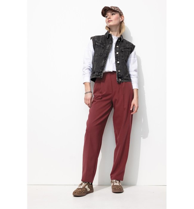 Pantalon de Tailleur Femme - Rouge Uni Colore