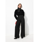 Pantalon Large Taille Haute - Noir Uni Fonce