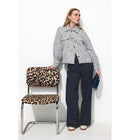 Pantalon Large Taille Haute - Bleu Uni Fonce