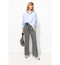 Pantalones anchos de talle alto - Gris oscuro liso