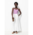 Pantalon Large en Jersey Femme - Blanc Uni Clair