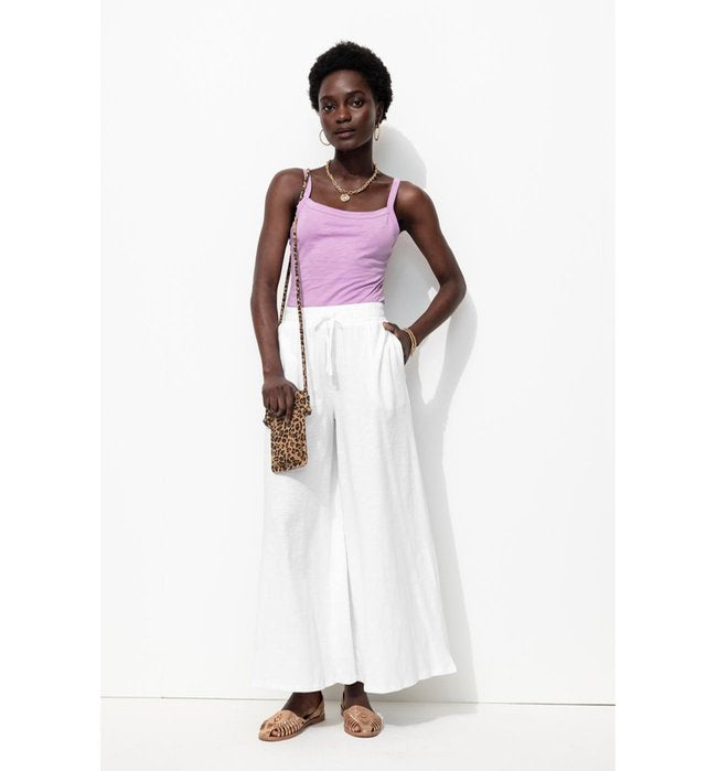 Pantalon Large en Jersey Femme - Blanc Uni Clair