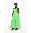 Pantalon Large en Jersey Femme - Vert Uni Colore