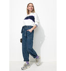 Jean Workwear Taille Haute - Jeans Uni Fonce