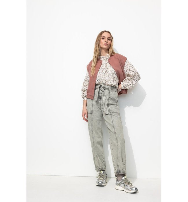 Jean Workwear Taille Haute - Jeans Uni Clair