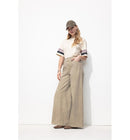 Pantalon Large Taille Haute - Naturel Uni Clair