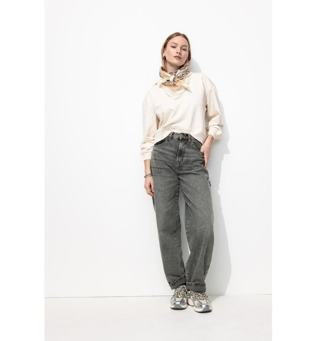 Jean Large Charpentier Femme - Jeans Uni Clair
