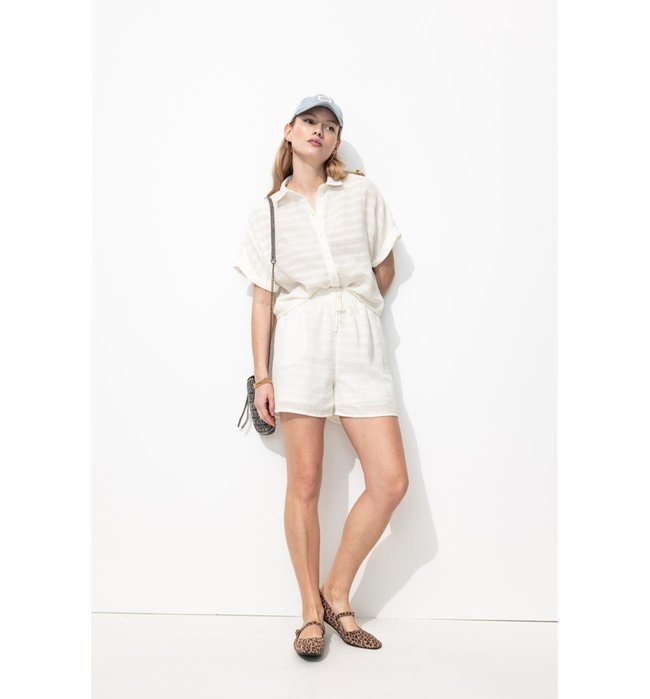Short Taille Haute Femme - Naturel Uni Clair