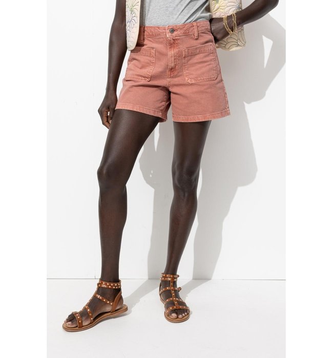 Short en Jean de Couleur Femme - Rose Uni Colore