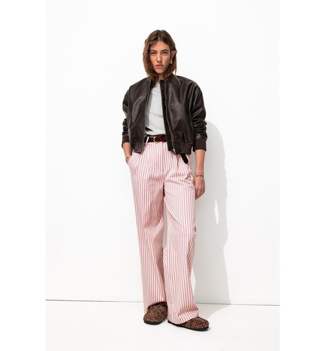 Billy Pantalon Large Rayé - Naturel Raye