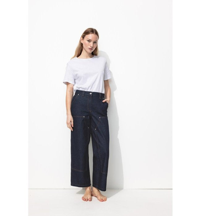 Jean Large Cargo Femme - Jeans Uni Fonce