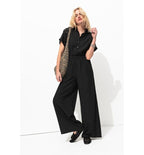 Combinaison-pantalon Brodée - Noir Uni Fonce
