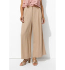 Pantalon Large à Pinces Femme - Naturel Uni Clair