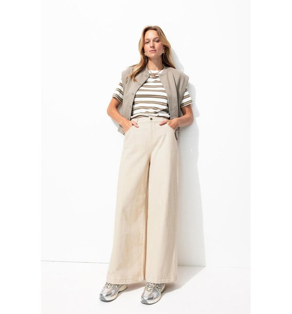 Jean Large Taille Haute Femme - Naturel Uni Clair