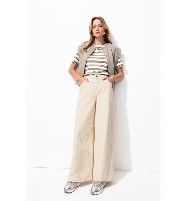 Jean Large Taille Haute Femme - Naturel Uni Clair