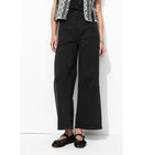 Pantalon Large en Coton Femme - Noir Uni Fonce