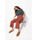 Pantalon Large en Coton Femme - Marron Uni Clair