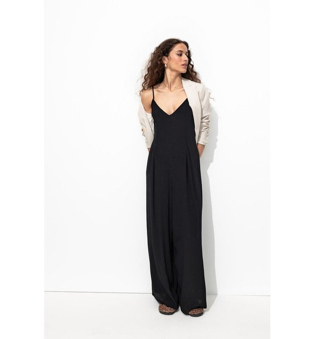 Combi-pantalon à Bretelles - Noir Uni Fonce