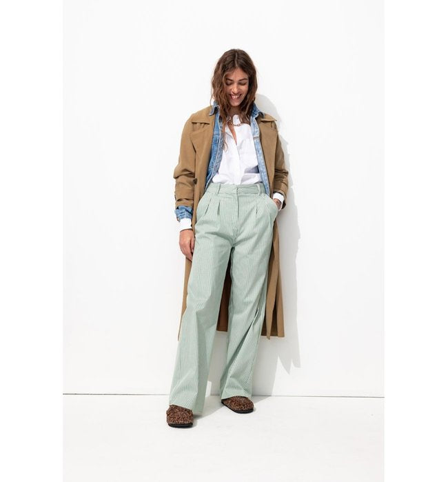 Trench Long Ceinturé Femme - Grège Uni Clair
