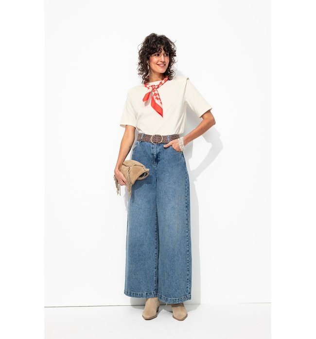 T-shirt à Épaulettes Femme - Naturel Uni Clair