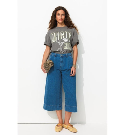 T-shirt Oversize à Message - Gris Imprime