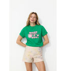 T-shirt à Message Femme - Vert Imprime