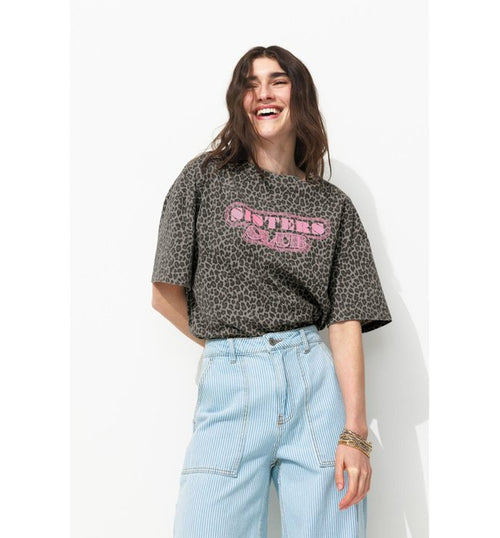 T-shirt Sisters Club Léopard - Gris Imprime