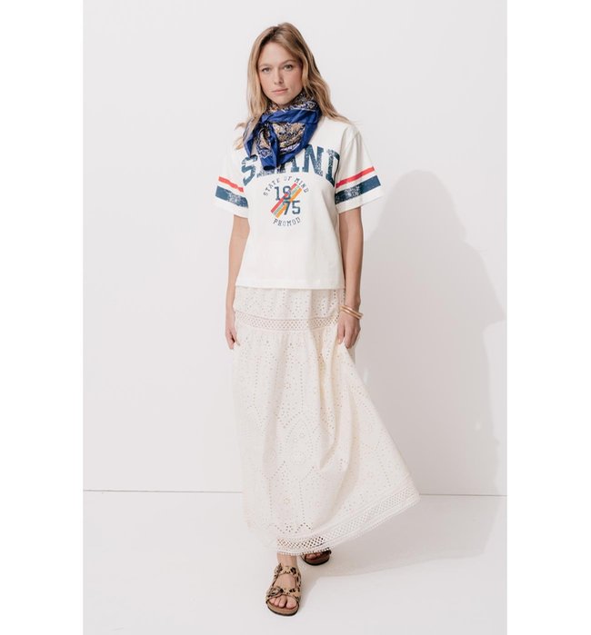 T-shirt Campus Oversize Femme - Naturel Imprime