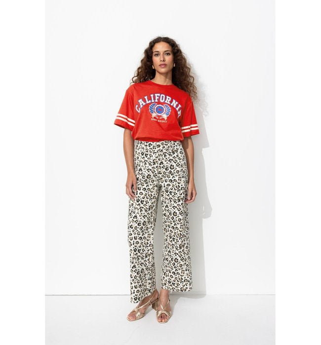 T-shirt Motif Campus Femme - Rouge Imprime