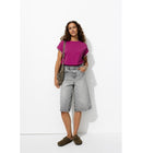 T-shirt à Manches Fantaisie - Violet Uni Colore