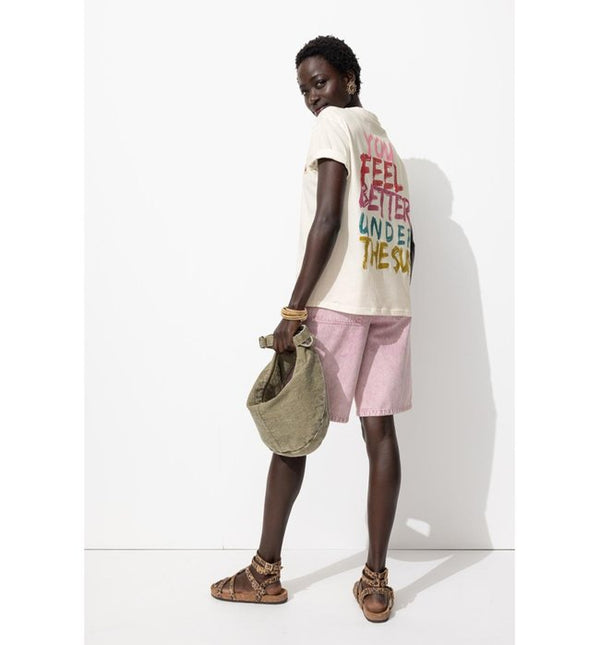 Camiseta mujer mensaje en la espalda - Estampado natural