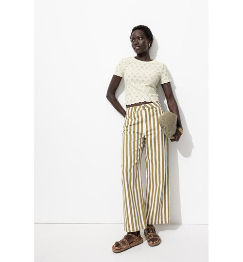 Top Court Ajouré Brodé Femme - Naturel Uni Clair