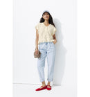 T-shirt Effet Dentelle Femme - Naturel Uni Clair