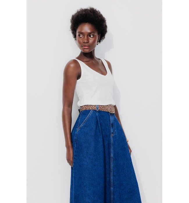 Débardeur Col V en Coton Femme - Blanc Uni Clair