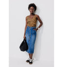 Débardeur Col V en Coton Femme - Marron Imprime