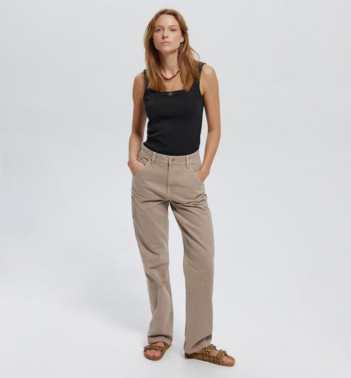Débardeur en Jersey Femme - Noir Uni Fonce