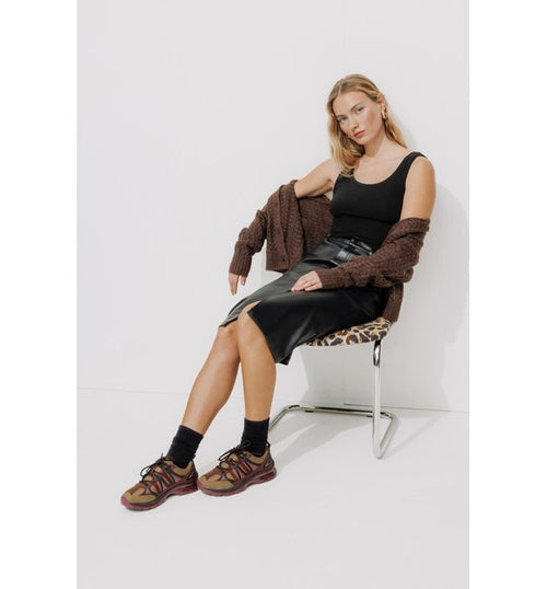 Chaleureusement Top Femme - Noir Uni Fonce