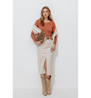 T-shirt Col Rond Femme - Rose Uni Colore