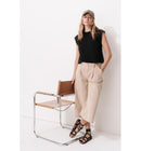 T-shirt sans Manches Femme - Noir Uni Fonce