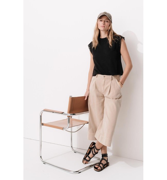T-shirt sans Manches Femme - Noir Uni Fonce