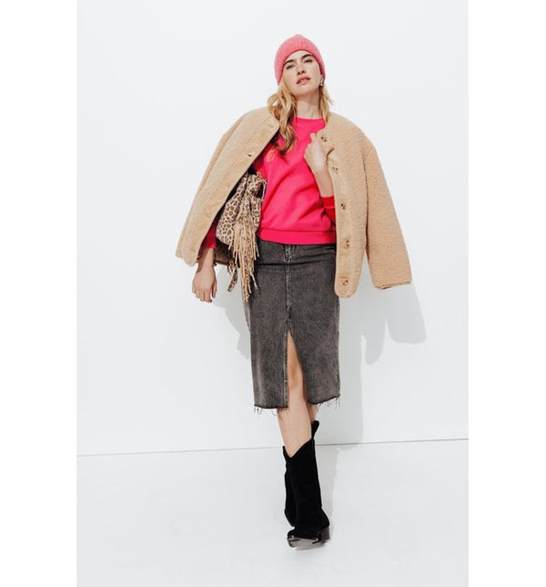 Sudadera con mensaje para mujer, color rosa unicolor