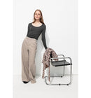 T-shirt en Jersey Côtelé Femme - Gris Uni Fonce
