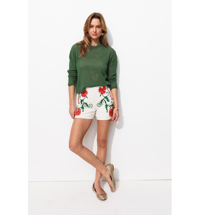 T-shirt en Maille Filet Femme - Kaki Uni Clair